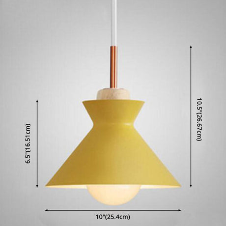 Nordic Style 1-Light Pendant Lamp With Wooden Top For Modern Restaurants
