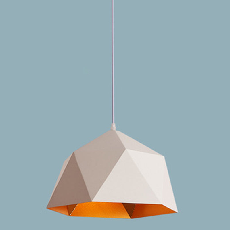 Nordic Macarons Style 1-Light Diamond Pendant: Elegant Metal Hanging Lamp For Dining Room White / 15