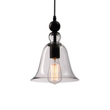 Modern Amber/Clear Glass Bell Pendant Lamp- Dining Room Hanging Light Fixture