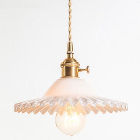 Vintage Industrial Scalloped Glass Shade Ceiling Light Pendant For Living Room Cream