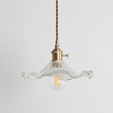 Scalloped Glass Pendant Lamp In Polished Brass For Vintage Charm