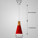 Nordic Style Metal Hanging Ceiling Pendant Lamp With Wooden Top - 1 Light Restaurant Lighting