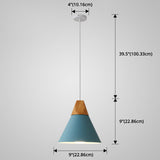 Nordic Style Metal Hanging Ceiling Pendant Lamp With Wooden Top - 1 Light Restaurant Lighting