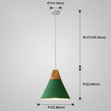 Nordic Style Metal Hanging Ceiling Pendant Lamp With Wooden Top - 1 Light Restaurant Lighting