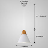 Nordic Style Metal Hanging Ceiling Pendant Lamp With Wooden Top - 1 Light Restaurant Lighting