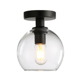 Global Corridor Semi Flush Clear Glass Industrial Light In Black Finish