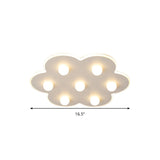 Modern Metal Led Flush Ceiling Light For Kids - Flower/Round/Square Design 8 Lights 16.5/19.5 Inch