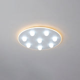 Modern Metal Led Flush Ceiling Light For Kids - Flower/Round/Square Design 8 Lights 16.5/19.5 Inch