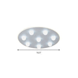 Modern Metal Led Flush Ceiling Light For Kids - Flower/Round/Square Design 8 Lights 16.5/19.5 Inch