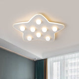 Modern Metal Flush Ceiling Light: Blue/Pink/White Stars 8 Bulbs - Ideal For Kids Rooms