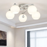 Modernist White Glass Semi Flush Mount Ceiling Light For Bedrooms 5 / Globe