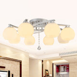 Modernist White Glass Semi Flush Mount Ceiling Light For Bedrooms 8 / Globe