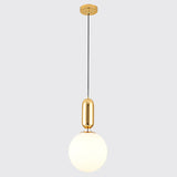 Mid-Century Opal Frosted Glass Globe Pendant Light Elegant 1-Light Hanging Lamp Gold / 10