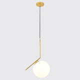 Mid-Century Opal Frosted Glass Globe Pendant Light Elegant 1-Light Hanging Lamp Gold / 11