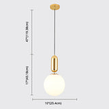 Mid-Century Opal Frosted Glass Globe Pendant Light Elegant 1-Light Hanging Lamp
