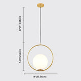 Mid-Century Opal Frosted Glass Globe Pendant Light Elegant 1-Light Hanging Lamp