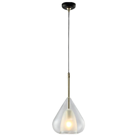 Modern Teardrop Pendant Lamp: Double Glass Living Room Lighting Clear