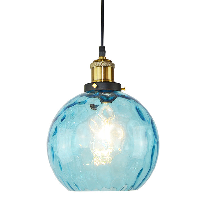 Vintage Industrial Blue Ripple Glass Pendant Lamp For Living Room Décor
