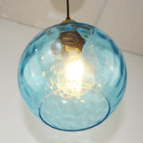 Vintage Industrial Blue Ripple Glass Pendant Lamp For Living Room Décor