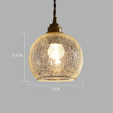 Vintage Industrial Crackled Glass Pendant Lamp - 1-Light Spherical Hanging Fixture For Living Room