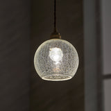 Vintage Industrial Crackled Glass Pendant Lamp - 1-Light Spherical Hanging Fixture For Living Room