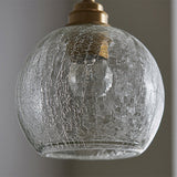Vintage Industrial Crackled Glass Pendant Lamp - 1-Light Spherical Hanging Fixture For Living Room