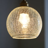 Vintage Industrial Crackled Glass Pendant Lamp - 1-Light Spherical Hanging Fixture For Living Room