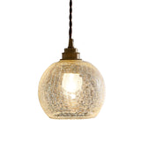 Vintage Industrial Crackled Glass Pendant Lamp - 1-Light Spherical Hanging Fixture For Living Room