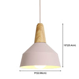 Nordic Style Metal 1-Light Hanging Ceiling Pendant With Wooden Top - Ideal For Restaurants