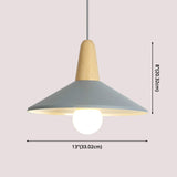 Nordic Style Metal 1-Light Hanging Ceiling Pendant With Wooden Top - Ideal For Restaurants