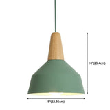 Nordic Style Metal 1-Light Hanging Ceiling Pendant With Wooden Top - Ideal For Restaurants
