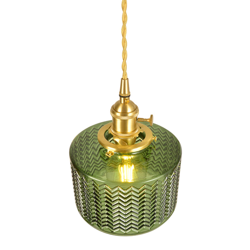 Wavy Glass Pendant Light - Vintage Industrial 1 Hanging Lamp