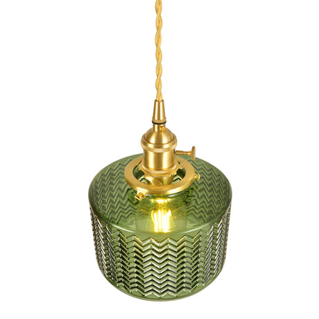 Wavy Glass Pendant Light - Vintage Industrial 1 Hanging Lamp