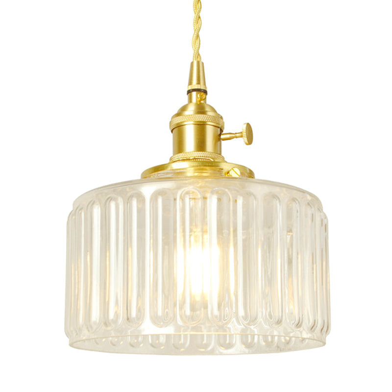 Wavy Glass Pendant Light - Vintage Industrial 1 Hanging Lamp