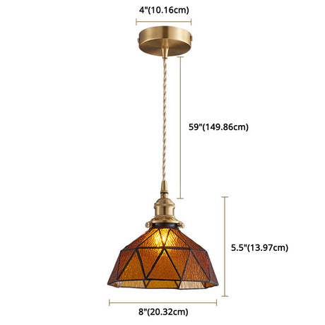 Geometric Icy Glass Pendant Lamp In Tiffany-Style