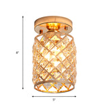 Minimalist Crystal Pineapple Semi-Flush Ceiling Light In Gold