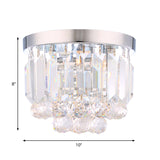Crystal Mini Flush 2-Light Ceiling Fixture - Simple Design For Corridors Clear/Smoke Gray/Cognac