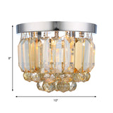 Crystal Mini Flush 2-Light Ceiling Fixture - Simple Design For Corridors Clear/Smoke Gray/Cognac