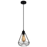 Diamond Iron Cluster Pendant: Nordic Retro 1-Light Black Restaurant Hanging Lamp / 8