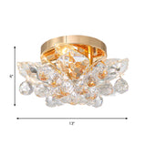 Minimal Gold/Silver Bedroom Flush Ceiling Light With Irregular Crystal Shade - Set Of 4