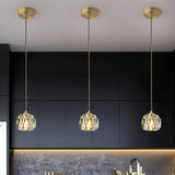 Modern Gold Hanging Lamp - Carved Crystal Shaped Ceiling Pendant For Dining Room