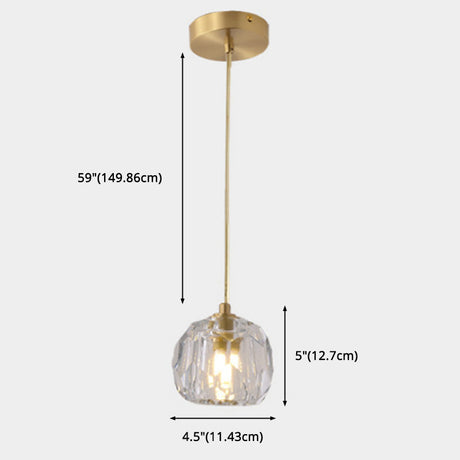 Modern Gold Hanging Lamp - Carved Crystal Shaped Ceiling Pendant For Dining Room