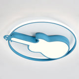 Creative Guitar Flush Mount Ceiling Light For Bedroom - 1 Metal Fixture Blue / 18’ Warm