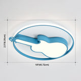 Creative Guitar Flush Mount Ceiling Light For Bedroom - 1 Metal Fixture