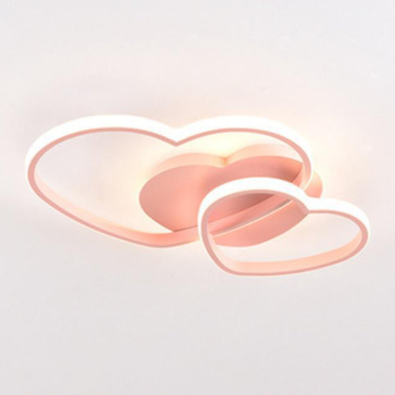 Contemporary Heart Design Flush Mount Light Fixture - Metal Ceiling Pink / 19.5’ Warm