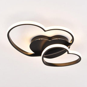 Contemporary Heart Design Flush Mount Light Fixture - Metal Ceiling Black / 19.5’ Warm