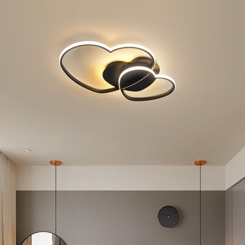 Contemporary Heart Design Flush Mount Light Fixture - Metal Ceiling