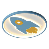 Cartoon Rocket Flush Mount Ceiling Light For Bedroom - Metal Fixture