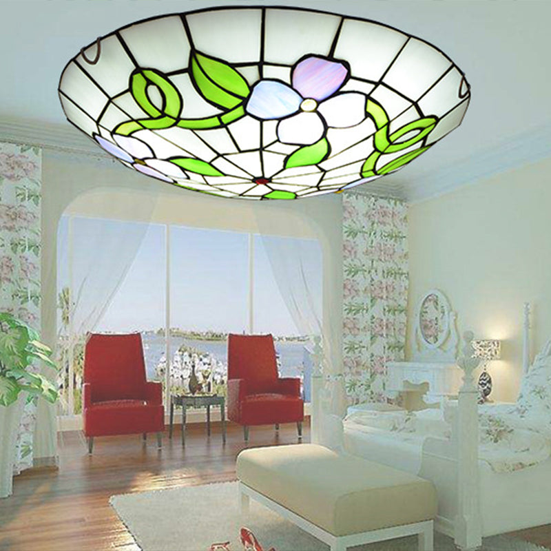 Stained Glass Tiffany - Style Flower Flush Mount Ceiling Light