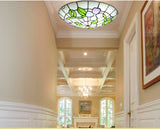 Stained Glass Tiffany-Style Flower Flush Mount Ceiling Light